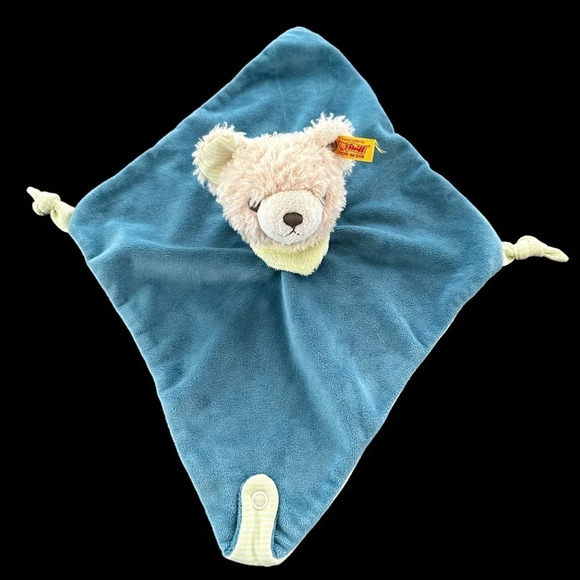 Steiff Baby Friend Finder Teddy Bear Knotted Security Blanket Lovey Crinkle Teal - Picture 1 of 7